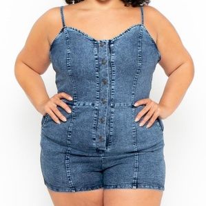 Curvy Sense Denim Romper Plus Size